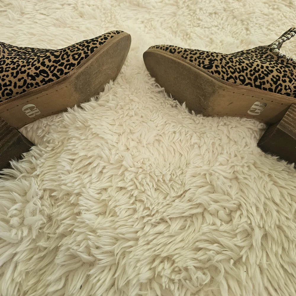 Gianni Bini Leopard Print Ankle Boots with Rhinestone Detail